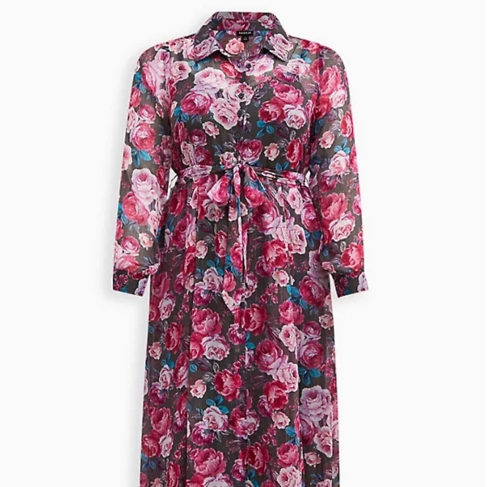 Size 0/12: Torrid Floral Maxi Woven Shirt Dress